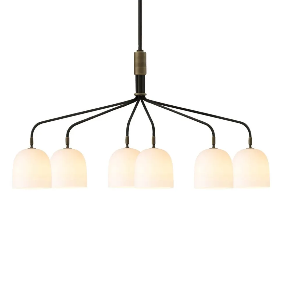 GUBI Lysekrone Howard 6-lys 134x73 cm gunmetal/hvid