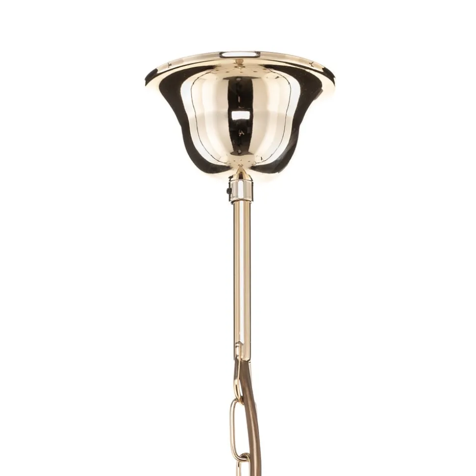 Guldfarvet lysekrone Retro, 8 lyskilder