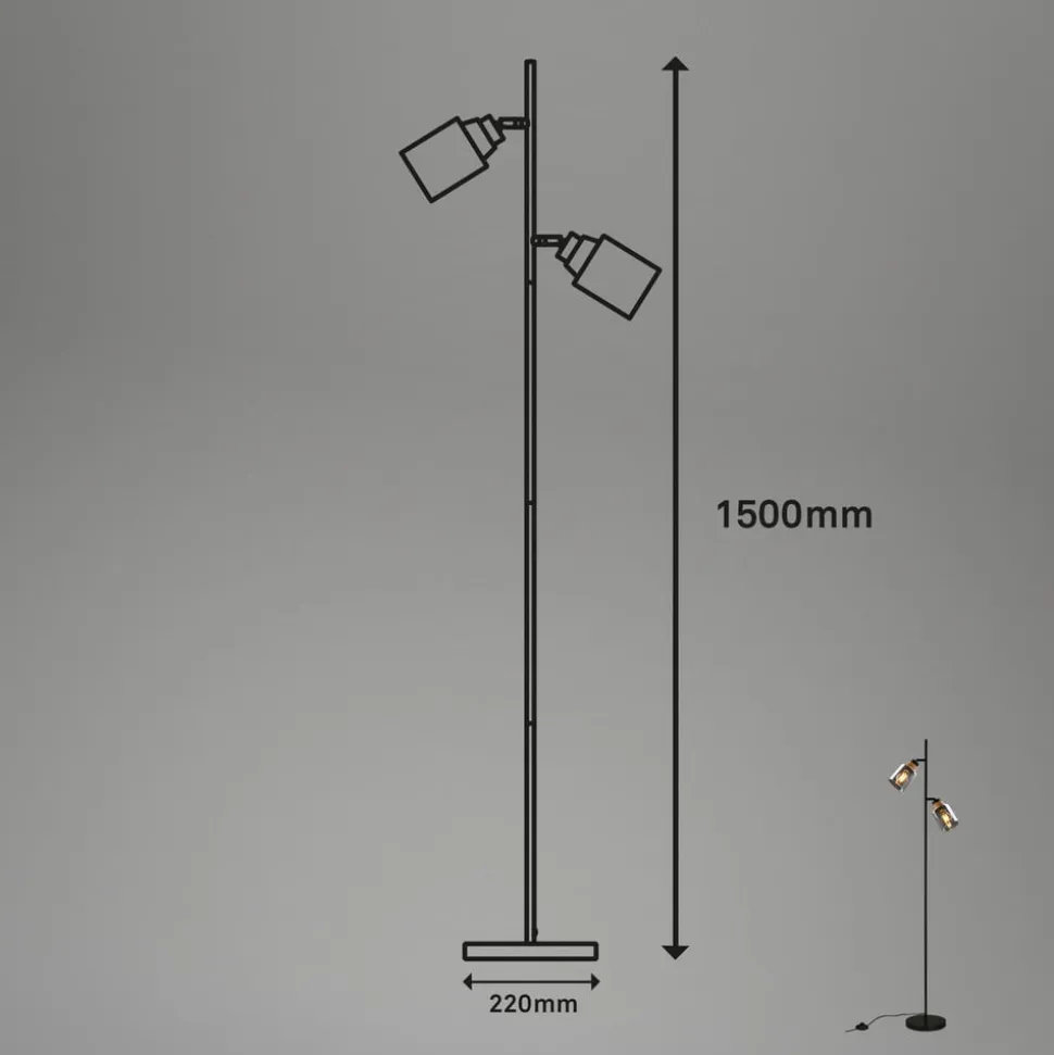Gulvlampe 1486025 2 lyskilder skærme røgfarveglas