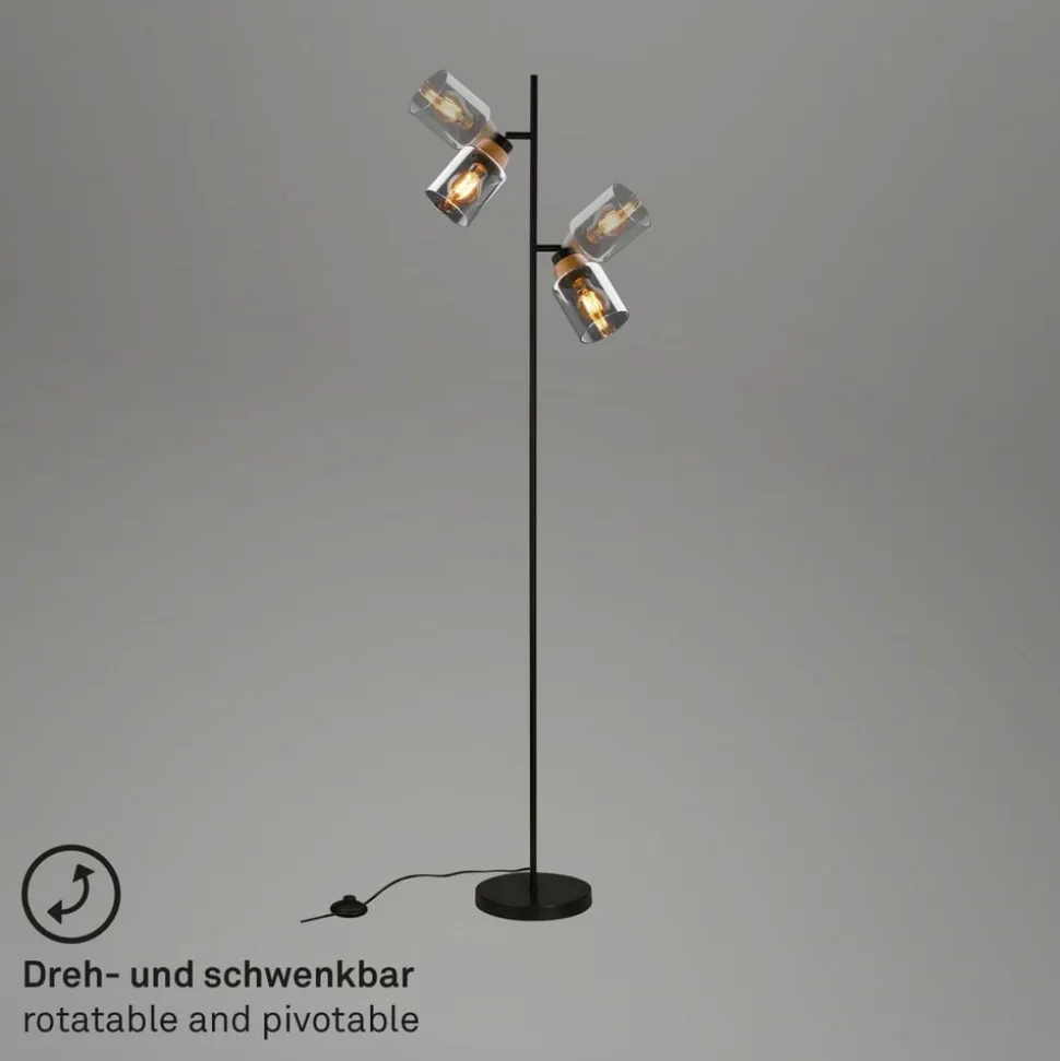 Gulvlampe 1486025 2 lyskilder skærme røgfarveglas