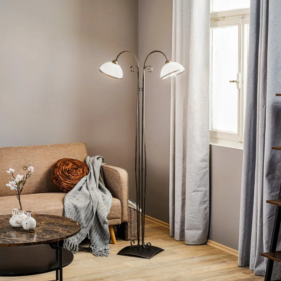 Gulvlampe Antica i landlig stil, 2 lyskilder