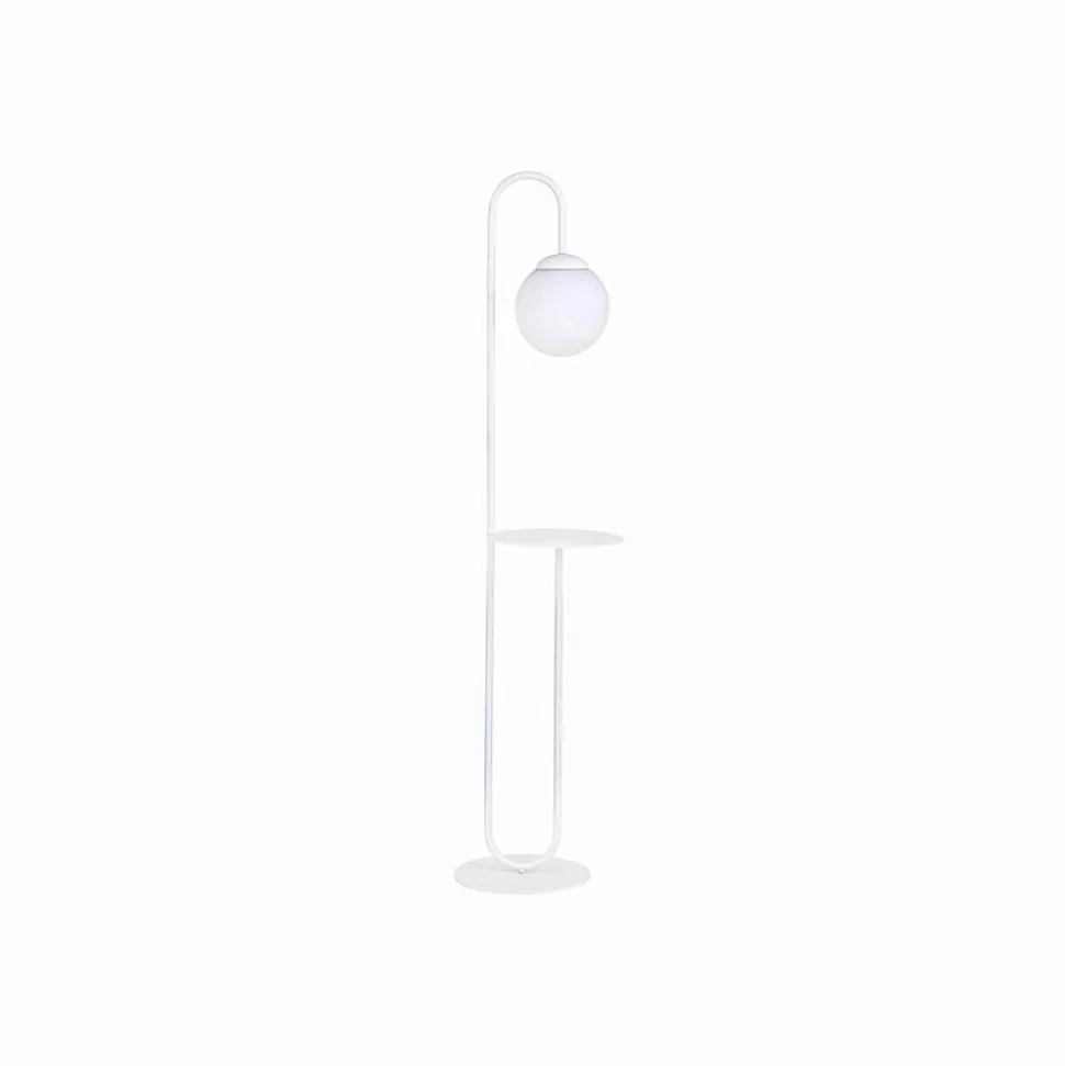Gulvlampe Bari, hvid, metal, glas