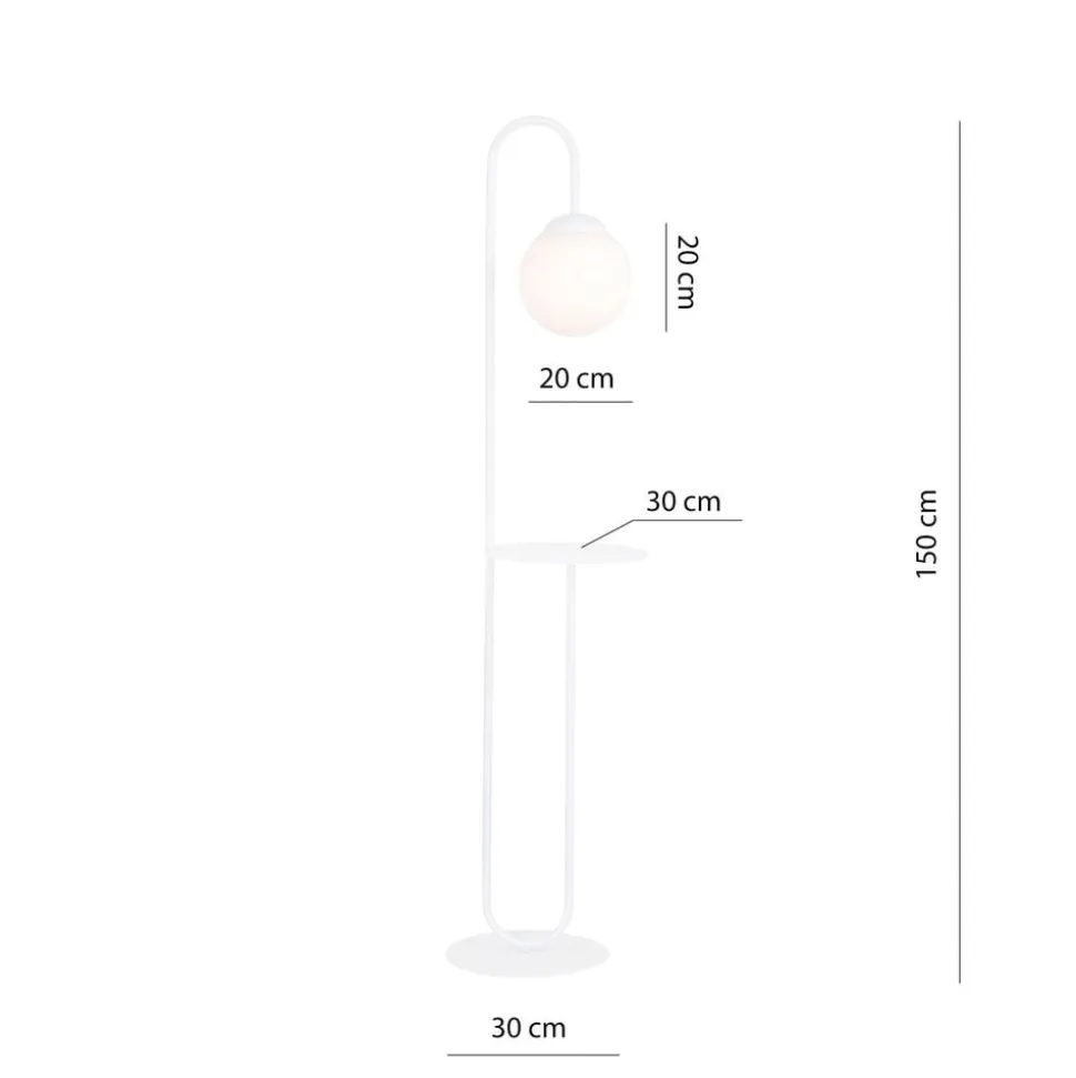 Gulvlampe Bari, hvid, metal, glas