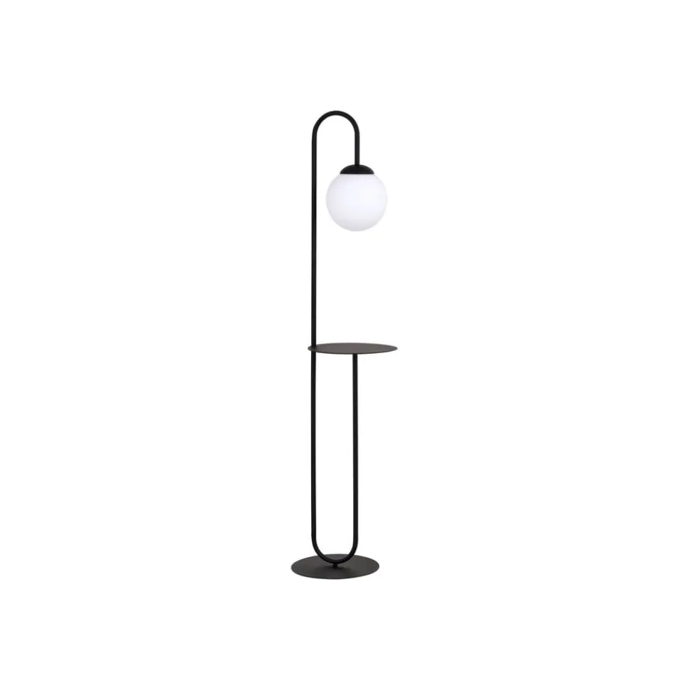 Gulvlampe Bari, sort, metal, glas