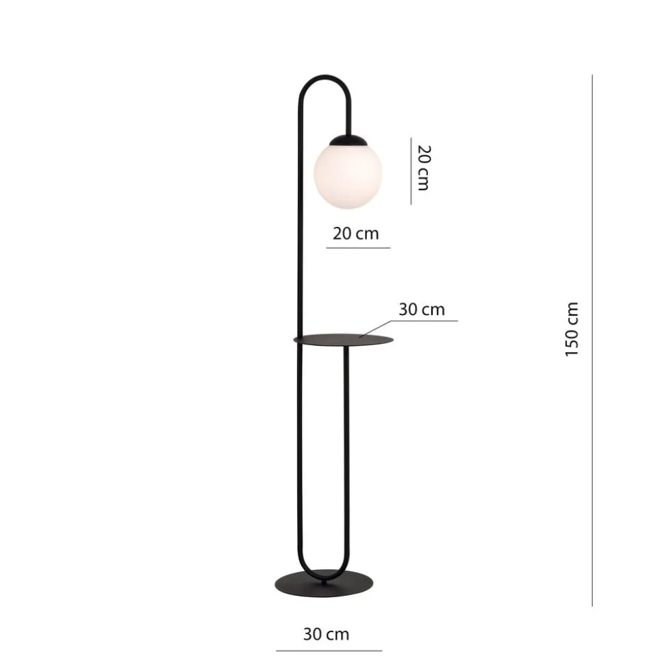 Gulvlampe Bari, sort, metal, glas