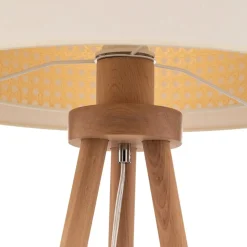 Gulvlampe Boho, treben creme-hvid/rattan