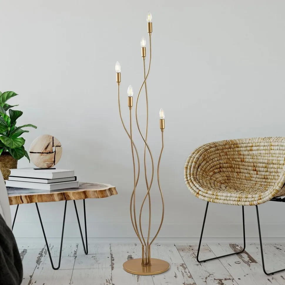 Gulvlampe Bonibon 13237 guldfarvet metal højde 160 cm 5 lyskilder.