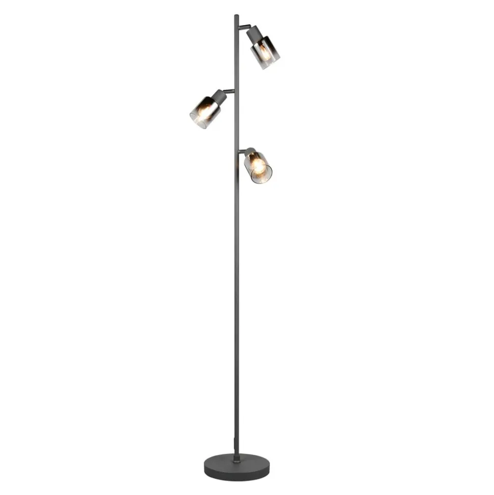 Gulvlampe Cadiz, sort/antracit, 3 lyskilder, højde 154 cm
