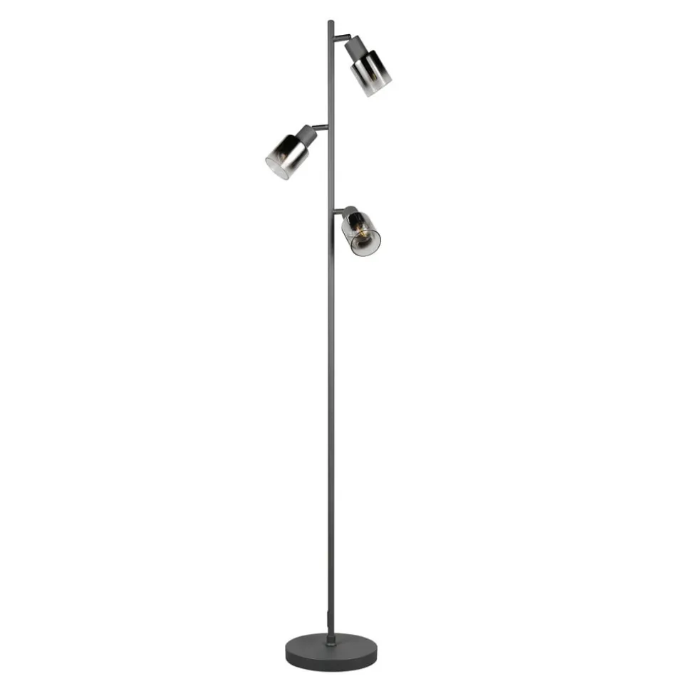 Gulvlampe Cadiz, sort/antracit, 3 lyskilder, højde 154 cm