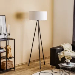 Gulvlampe Corralee i sort og hvid