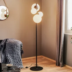 Gulvlampe Dione, 4 lyskilder, sort