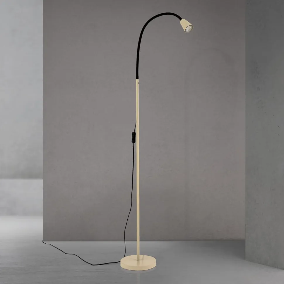 Gulvlampe Dotty, khaki, højde 145 cm, fleksibel arm, GU10