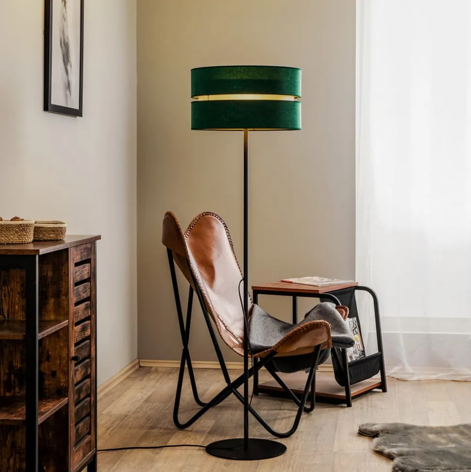 Gulvlampe Duo, grøn/guld, Ø 40 cm 1 lyskilde