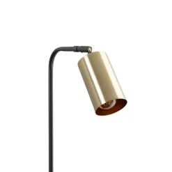 Gulvlampe Emek 4081, sort, skærm i antik guld