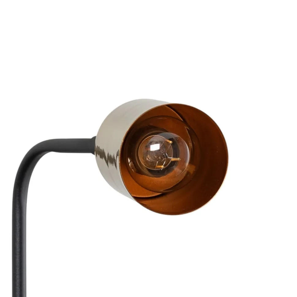 Gulvlampe Emek 4081, sort, skærm i antik guld