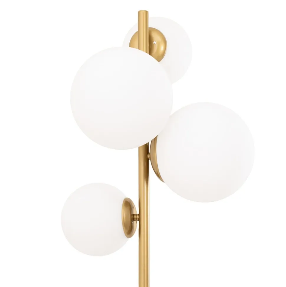 Gulvlampe Fazli, guld, glas/metal, højde 162 cm, E14