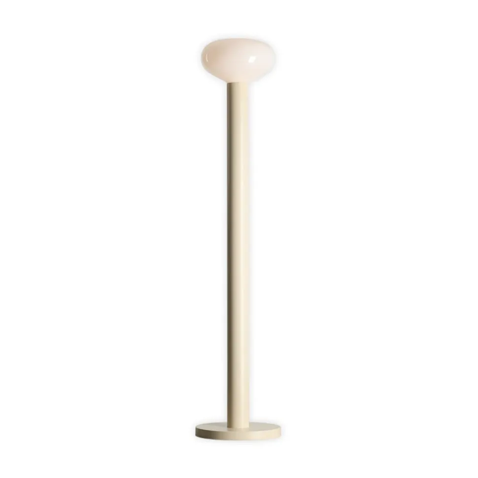 Gulvlampe Flo, beige, højde 138 cm, 1 lyskilde, glas