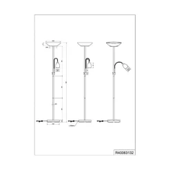 Gulvlampe Gerry, sort mat, metal, højde 180 cm