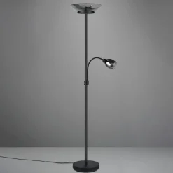 Gulvlampe Gerry, sort mat, metal, højde 180 cm