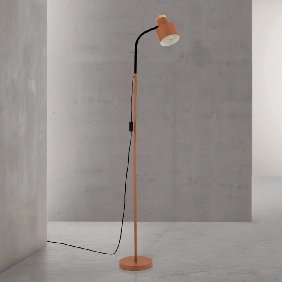 Gulvlampe Gili, stål, koralrød, højde 150 cm, E27