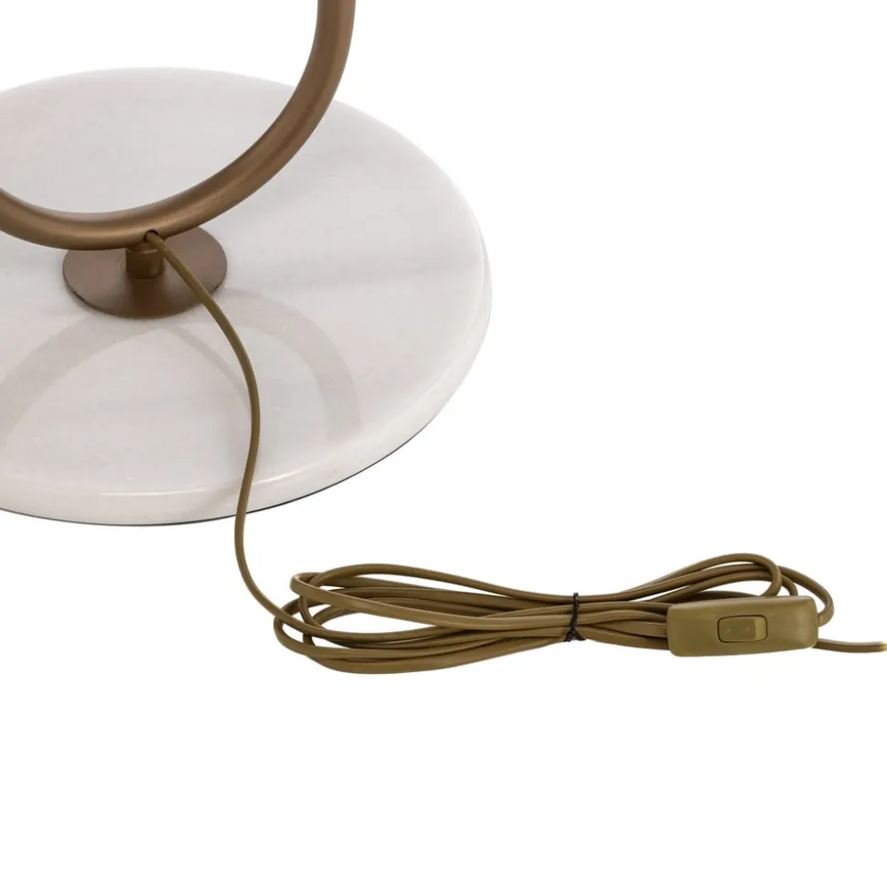 Gulvlampe LM-9112-1E, marmorfod, tekstilskærm