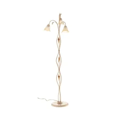 Gulvlampe Lucrezia i elfenben med blomsterlampeskærm