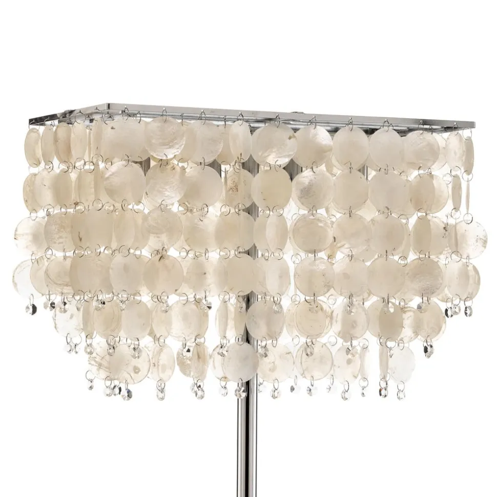 Gulvlampe Makani, krom, med muslingedekor