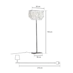 Gulvlampe Makani, krom, med muslingedekor
