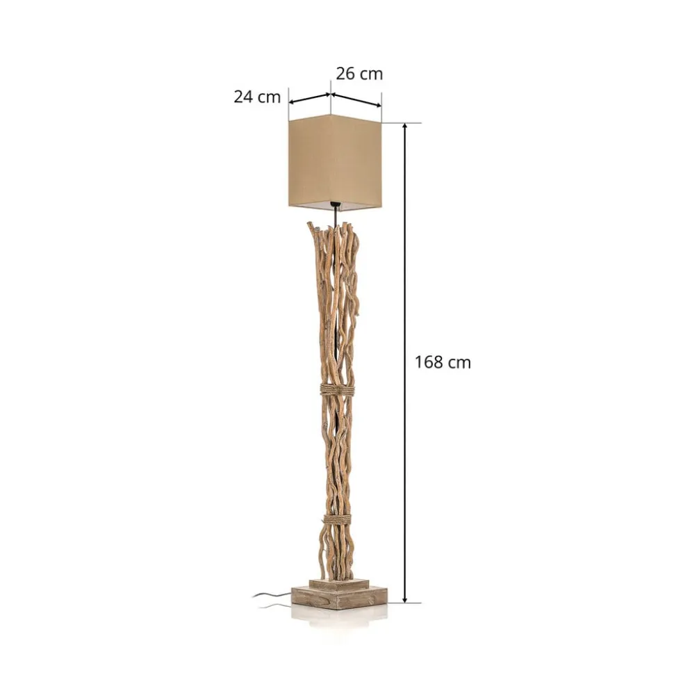 Gulvlampe Marica med stofskærm og træelement