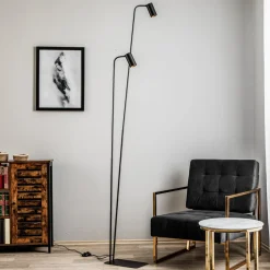 Gulvlampe Mono II, 2 lyskilder, sort/guld