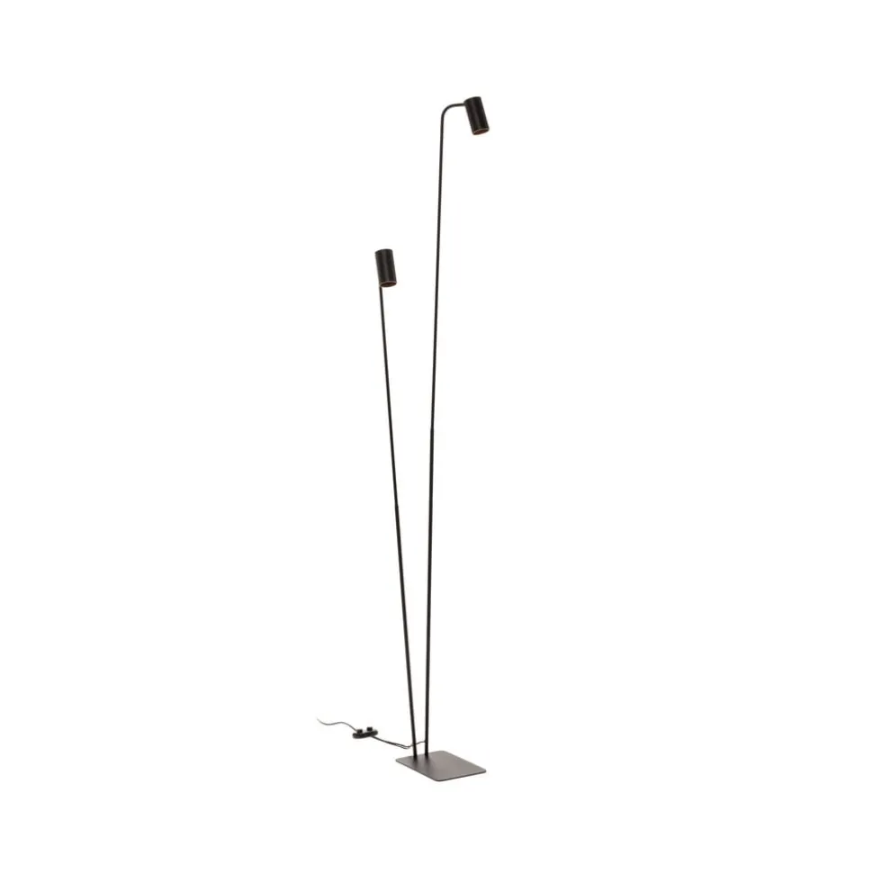 Gulvlampe Mono II, 2 lyskilder, sort/guld