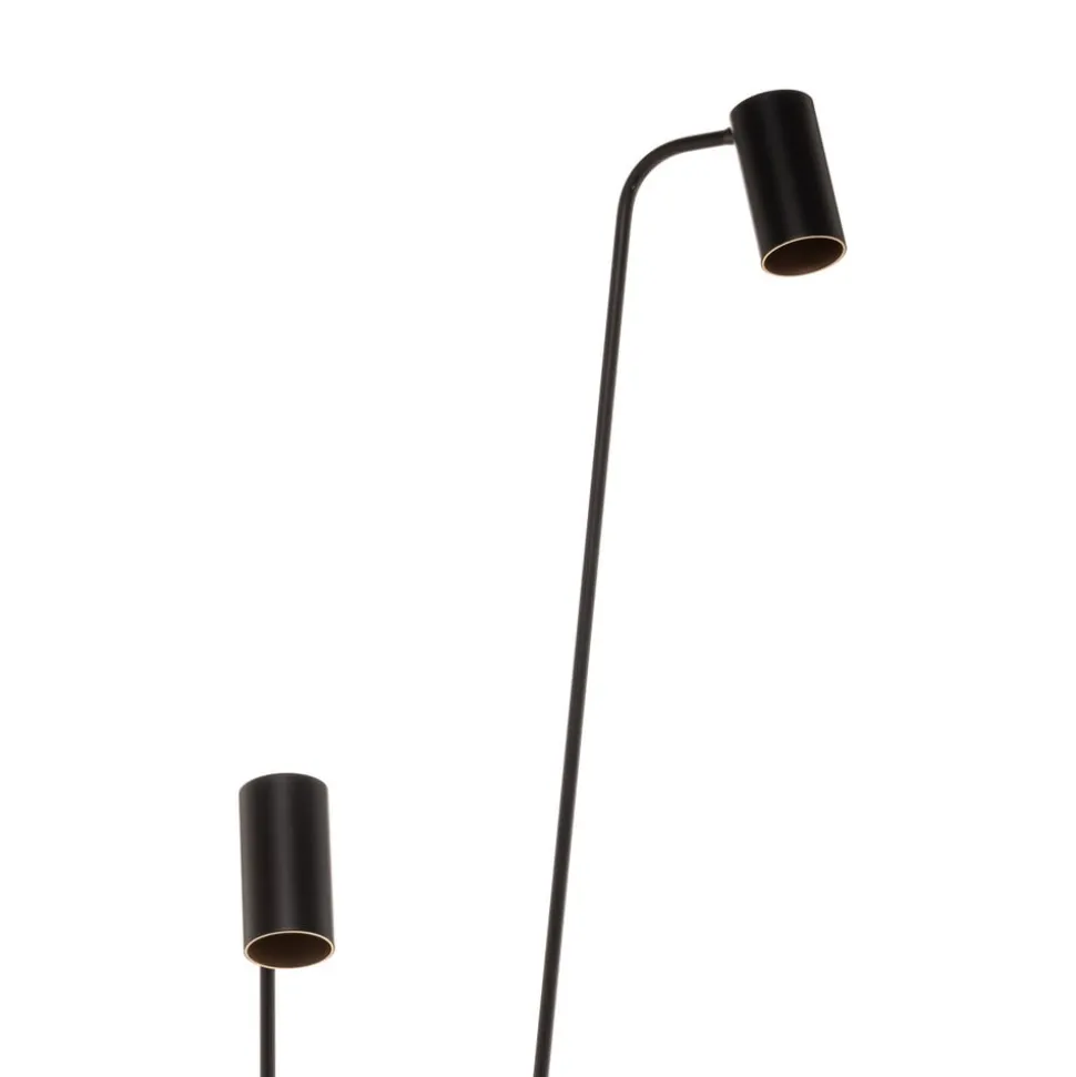 Gulvlampe Mono II, 2 lyskilder, sort/guld