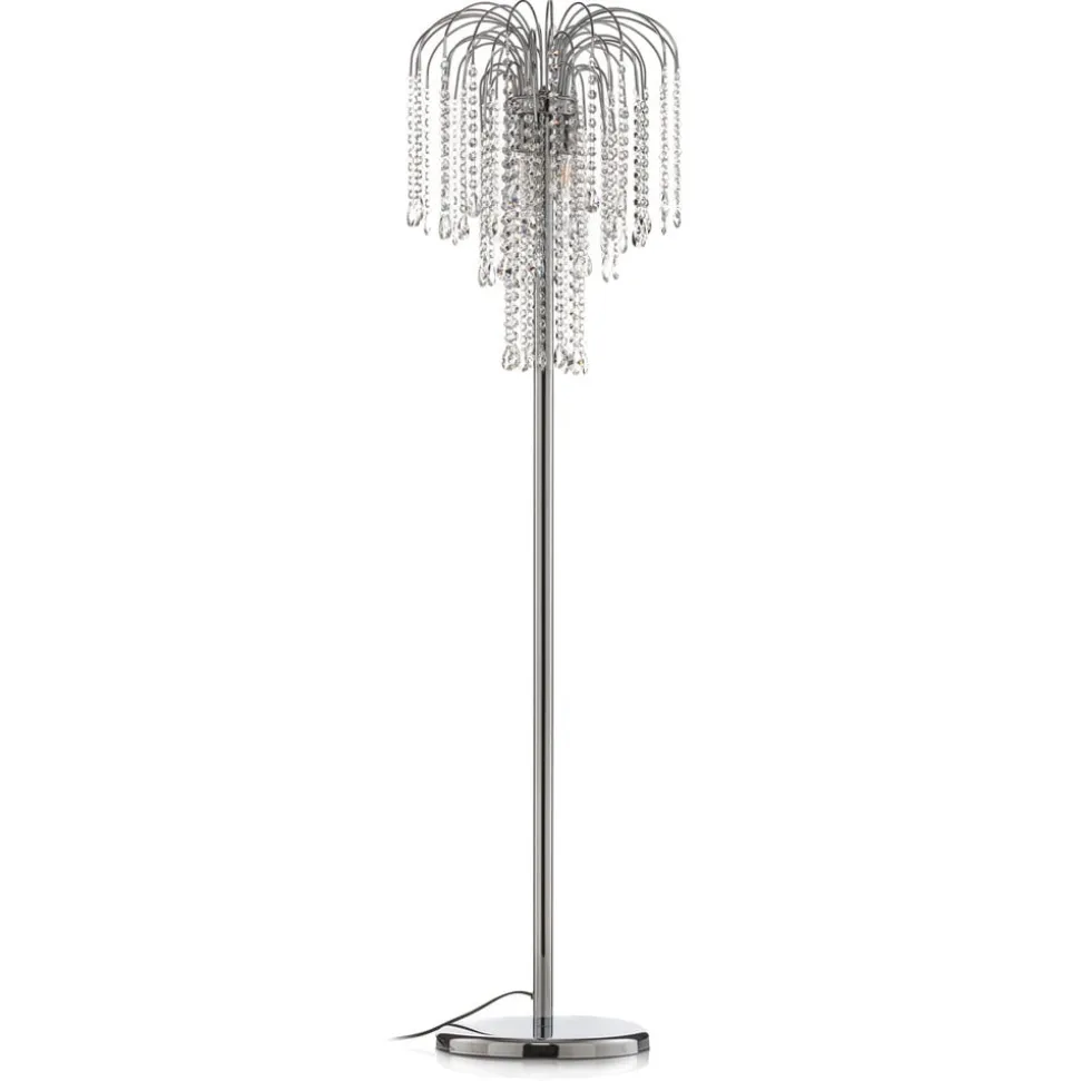 Gulvlampe Pioggia med krystalregn, krom