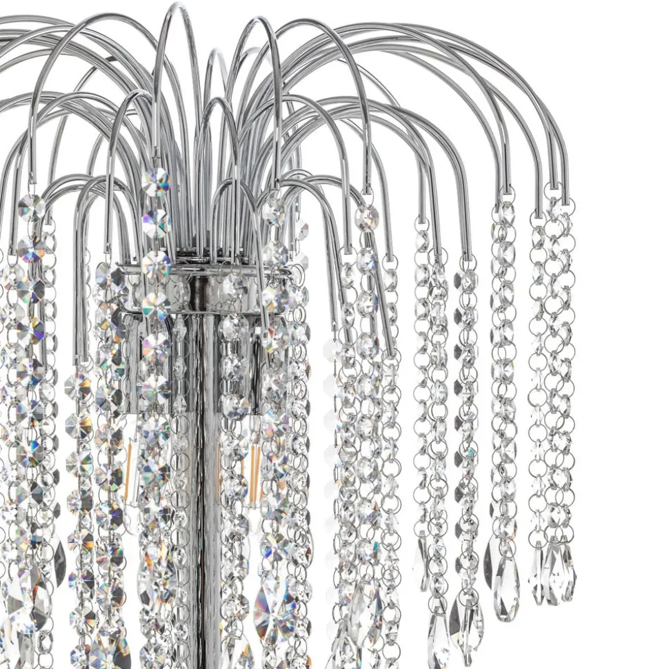 Gulvlampe Pioggia med krystalregn, krom