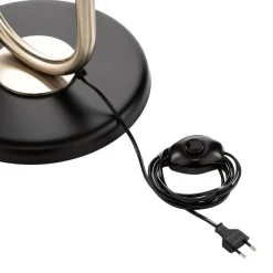 Gulvlampe Pongo med stofskærm og hylde