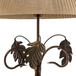 Gulvlampe Quercia, stofskærm og egeblade