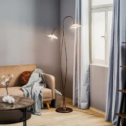 Gulvlampe Rosina med to keramiske skærme
