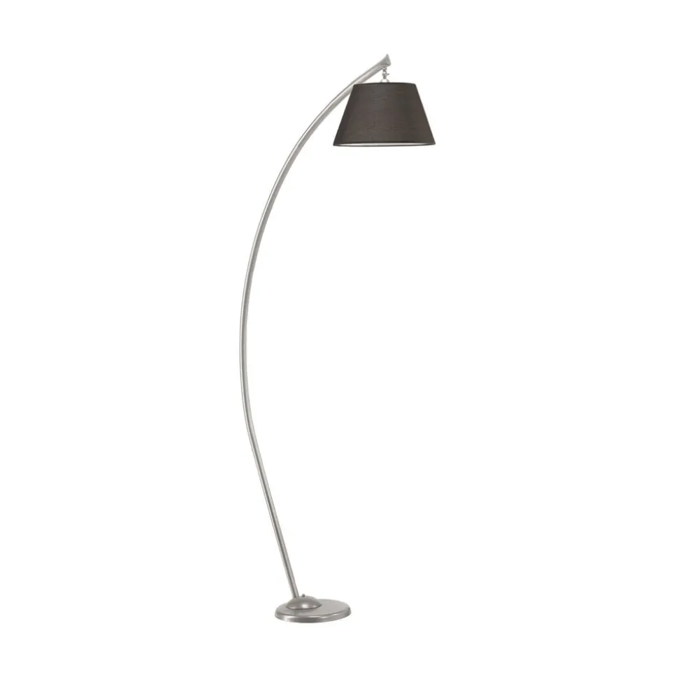 Gulvlampe Sinea, sølv/sort, højde 110 cm, jern, tekstil