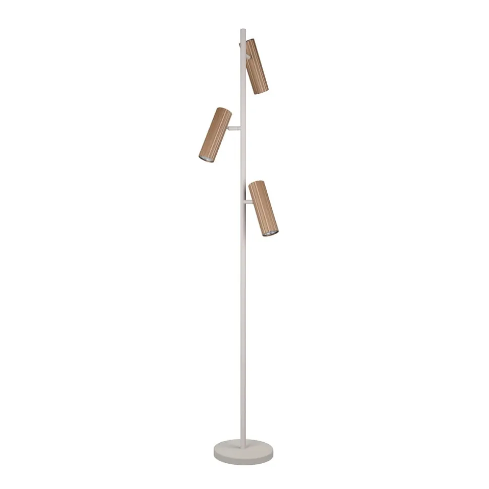 Gulvlampe Soka, brun/grå, højde 150 cm, metal, 3 lyskilder.