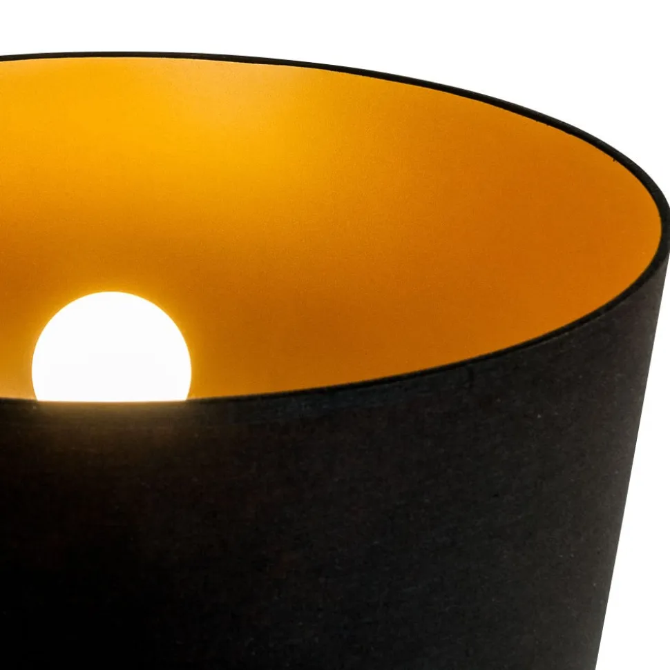 Gulvlampe Tago, treben, skærm sort/guld