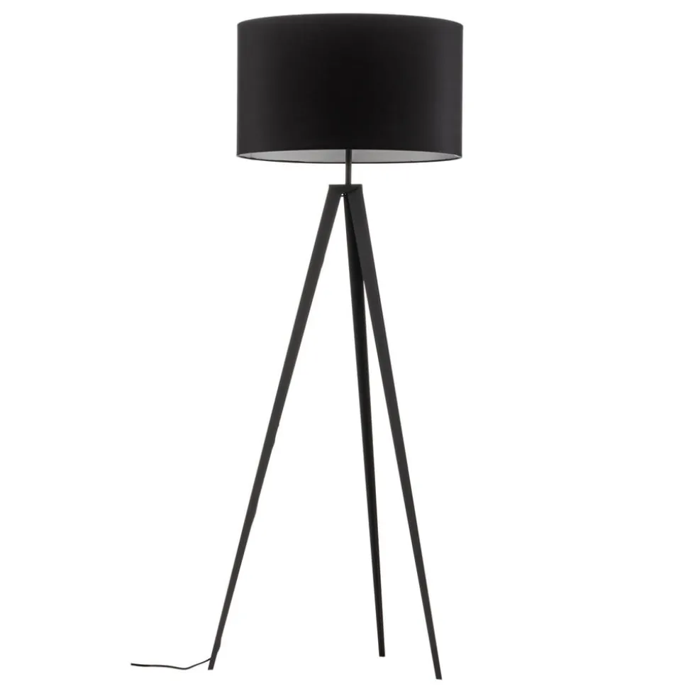 Gulvlampe Tago, treben, skærm sort/sølv