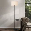 Gulvlampe Tordis, sort/hvid, tekstil, højde 157 cm Hylde