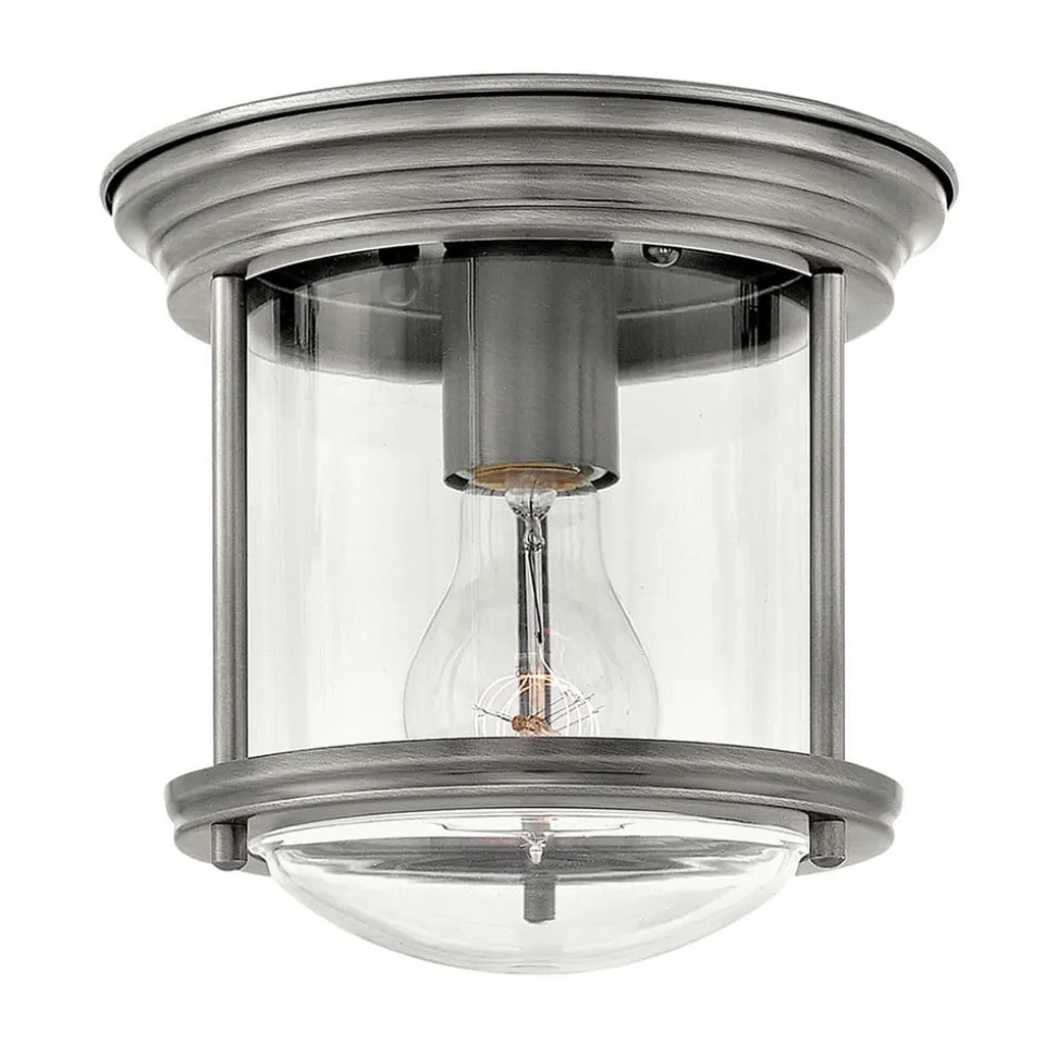 Hadrian Mini udendørs loftslampe, antik nikkel/klar