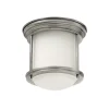Hadrian Mini udendørs loftslampe, antik nikkel/opalhvid