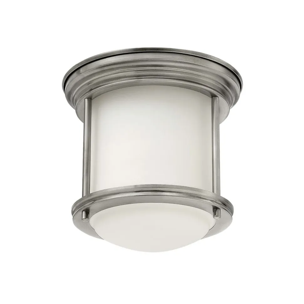 Hadrian Mini udendørs loftslampe, antik nikkel/opalhvid