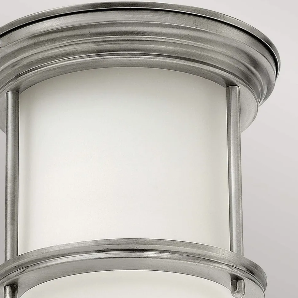 Hadrian Mini udendørs loftslampe, antik nikkel/opalhvid