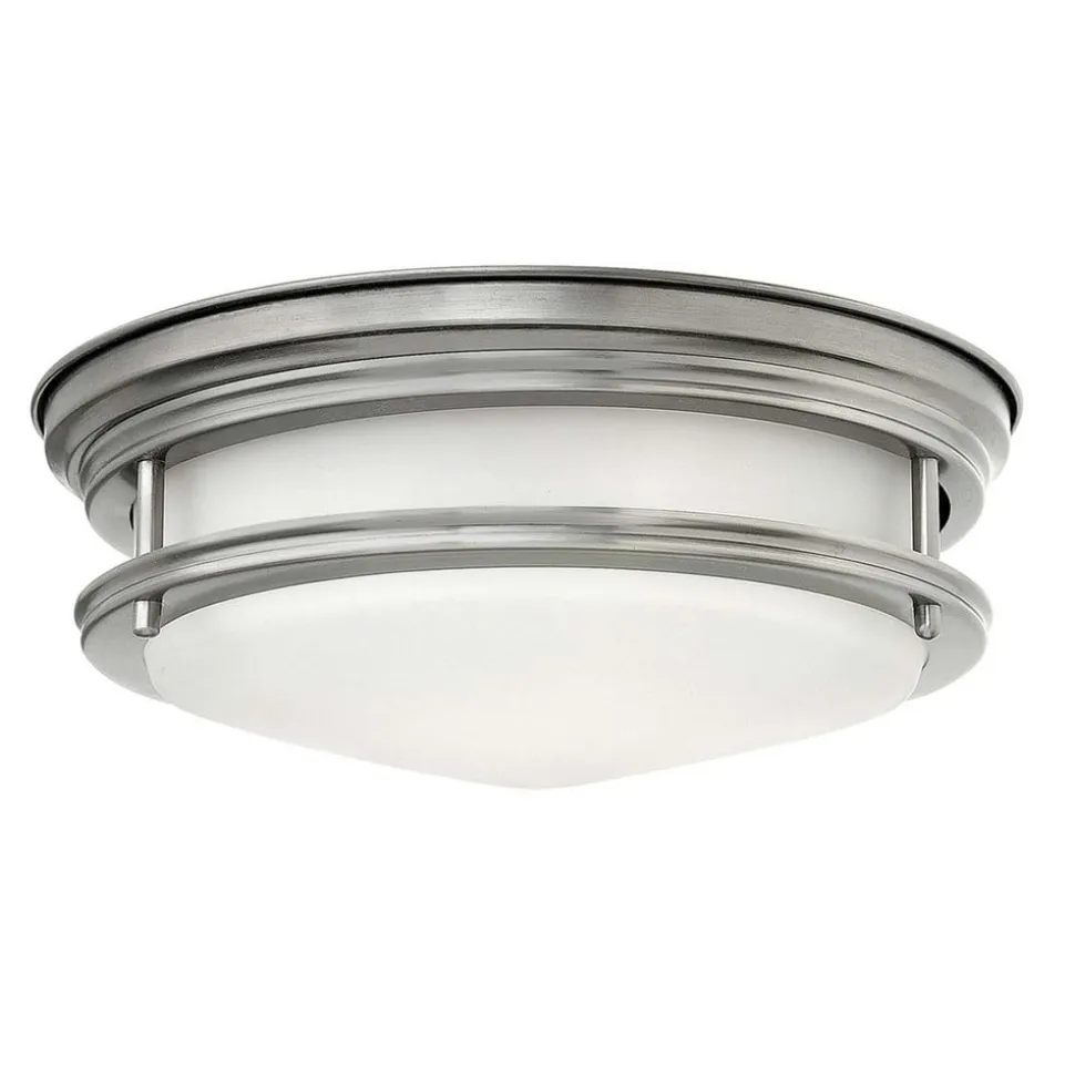 Hadrian udendørs loftslampe, antik nikkel/opalhvid