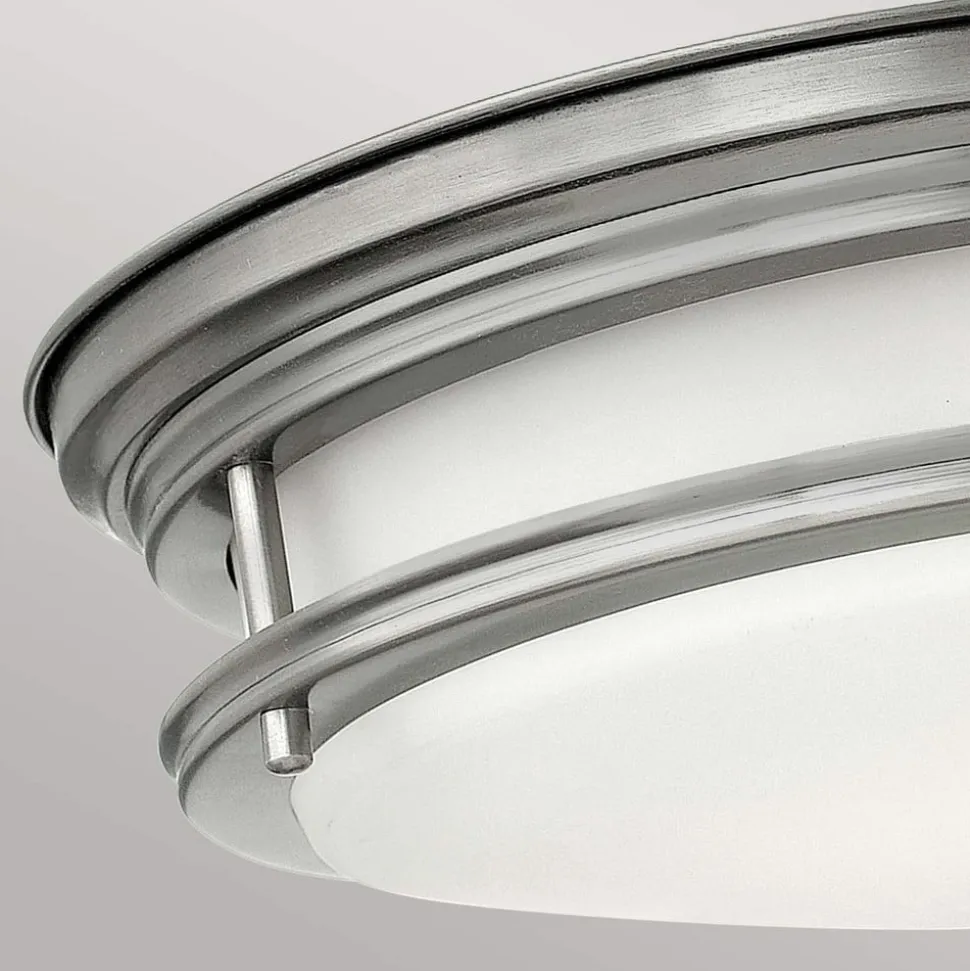 Hadrian udendørs loftslampe, antik nikkel/opalhvid