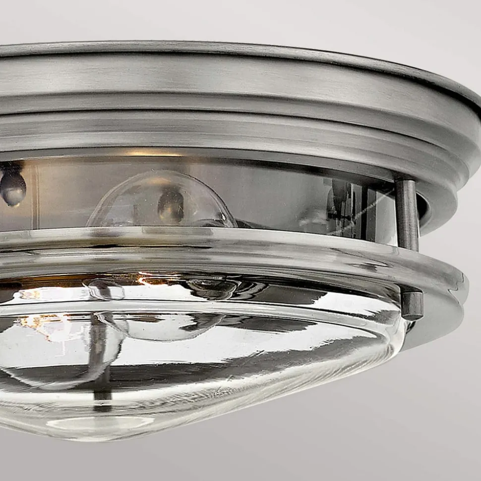 Hadrian udendørs loftslampe, antik nikkel/klar