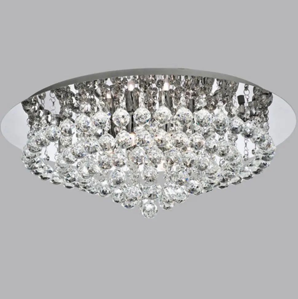 Hanna loftlampe, krom, glaskrystalkugler, 55 cm